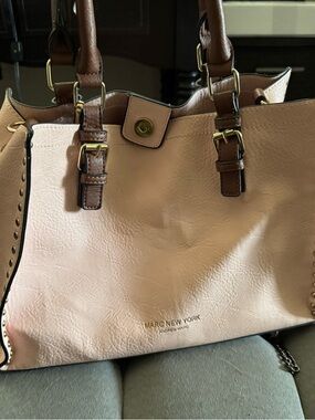 Marc New York Pink and Brown Leather-Trim Tote